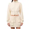 LOUCIA ALICIA CROPPED 2-WAY ZIP UP JACKET IN IVORY
