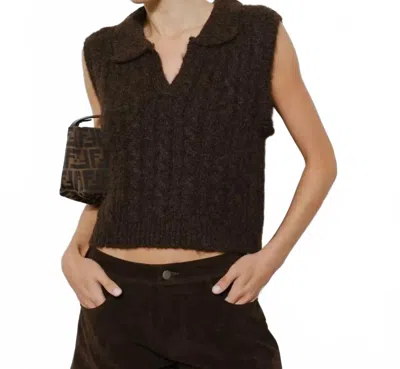 Loucia Brontë Cable Knit Vest In Brown