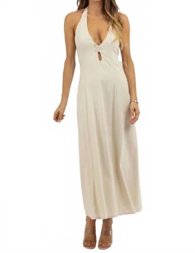 Loucia Calla Keyhole Dress In Beige In White