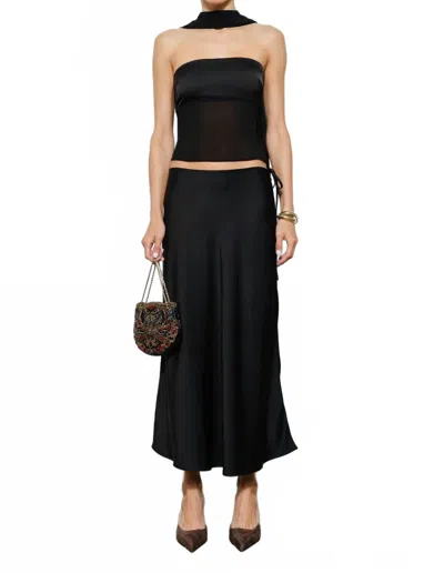Loucia Calliope Strapless Scarf Top In Black