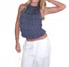 Loucia Cascade Halter Top In Slate In Blue