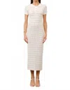 Loucia Elodie Knitted Midi Dress In White In Animal Print