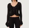 Loucia Gemma Ruffle Cardigan In Black In Black
