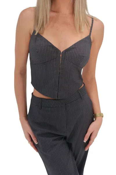 Loucia In The Office Top In Charcoal In Gray