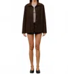 Loucia Iris Suede Button Front Jacket In Brown In Brown