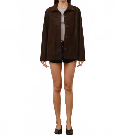 Loucia Iris Suede Button Front Jacket In Brown