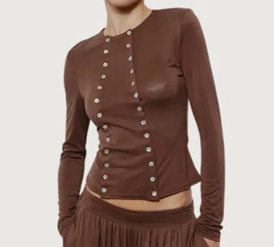 Loucia Lennox Button Top In Brown