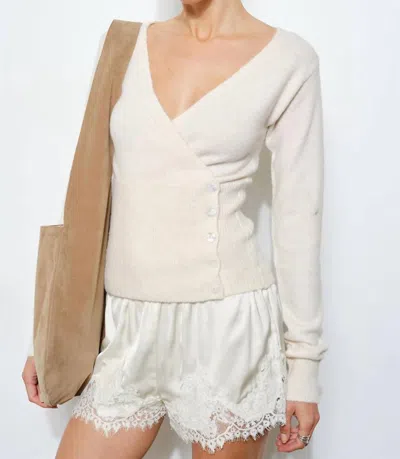 Loucia Maisy Satin Lace Shorts In Cream In Neutral