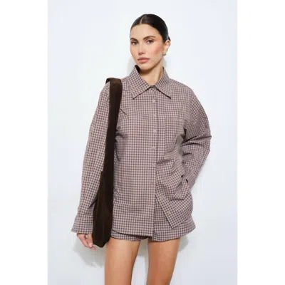 Loucia Oversized Button-down Shirt In Espresso In Brown