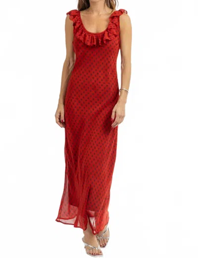 Loucia Pia Polka Maxi Dress In Red