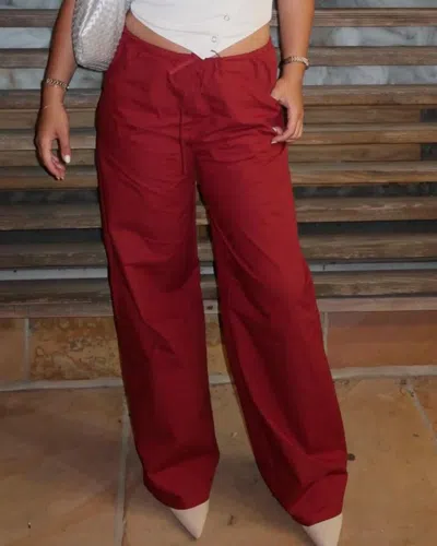 Loucia Poplin Down Pants In Wine In Red