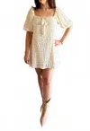 Loucia Puff-sleeve Polka Dot Lace Mini Dress In Ivory In Multi