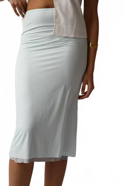 Loucia Stretchy Midi Skirt In Soft Mint In Blue