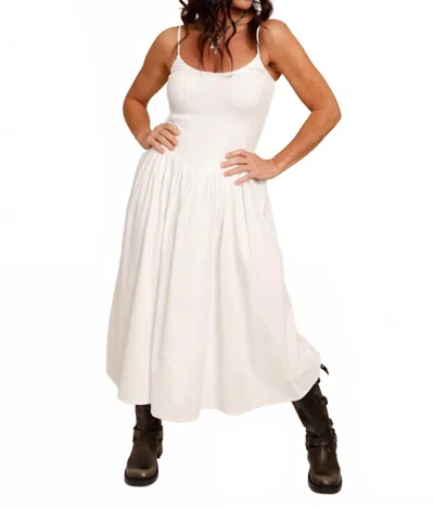 Loucia Tea Time Drop Waist Midi Dress In White