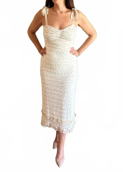 Loucia Tie-strap Polka Dot Lace Maxi Dress In Ivory In White
