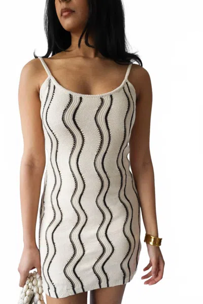 Loucia Wavy Knit Mini Dress In Cream In White