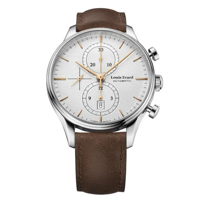 Pre-owned Louis Erard Louiserard Heritage, M, Strp Brn, Sil Chrno-d,s/s-b,m A
