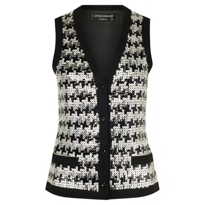 Pre-owned Louis Fèraud 1970s Louis Feraud Black Silver Sequin Waistcoat