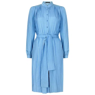 Pre-owned Louis Fèraud 1970s Louis Feraud Sky Blue Silk Shirtwaister Dress