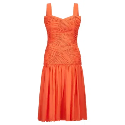 Pre-owned Louis Fèraud 1980s Louis Feraud Orange Silk Crepe Dress