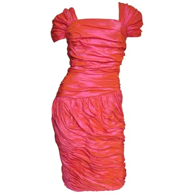 Pre-owned Louis Fèraud Louis Feraud 1980s Silk Dress With Adjustable Layers In Red