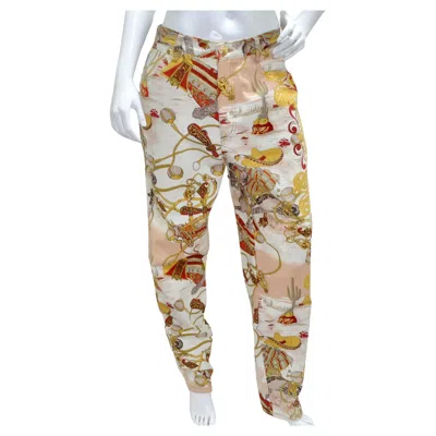 Pre-owned Louis Fèraud Louis Feraud 1980s Western Motif Print Jeans In Sand
