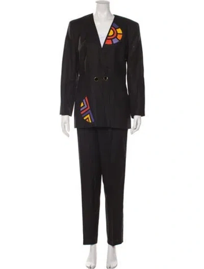 Pre-owned Louis Fèraud 1990's Linen Pantsuit In Black