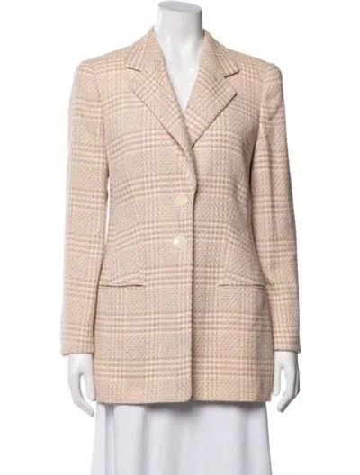 Pre-owned Louis Fèraud 1990's Plaid Print Blazer In Neutral