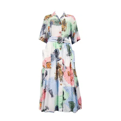 Pre-owned Louis Fèraud A Louis Féraud Dress In Printed Polyamide Circa 1970 In Gray