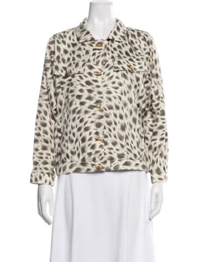 Pre-owned Louis Fèraud Animal Print Faux Fur Jacket In Neutral