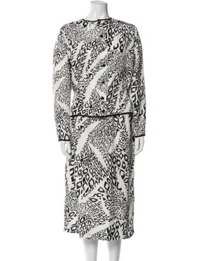 Pre-owned Louis Fèraud Animal Print Skirt Set In White