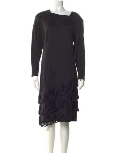 Pre-owned Louis Fèraud Bateau Neckline Knee-length Dress In Black