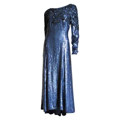Pre-owned Louis Fèraud Louis Feraud Beaded Silk Gown 1990s In Purple