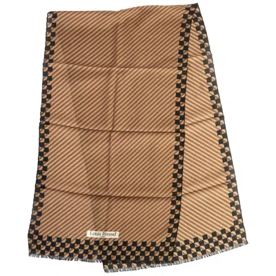 Pre-owned Louis Fèraud Louis Feraud Brown Black Wool Scarf