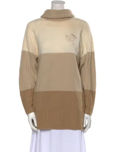 Pre-owned Louis Fèraud Cashmere Colorblock Pattern Sweater In Neutral