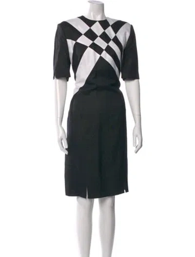 Pre-owned Louis Fèraud Colorblock Pattern Knee-length Dress In Black