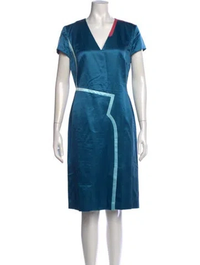 Pre-owned Louis Fèraud Colorblock Pattern Knee-length Dress In Blue
