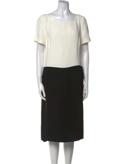 Pre-owned Louis Fèraud Colorblock Pattern Midi Length Dress In Black