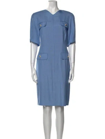 Pre-owned Louis Fèraud Crew Neck Knee-length Dress In Blue