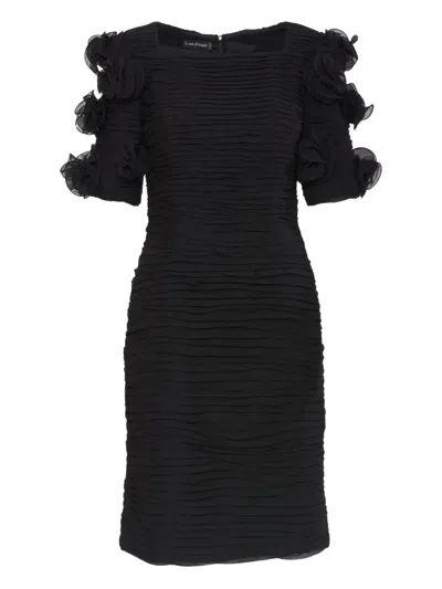 Pre-owned Louis Fèraud Draped-detail Midi Dress In Black