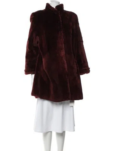 Pre-owned Louis Fèraud Faux Fur Coat In Burgundy