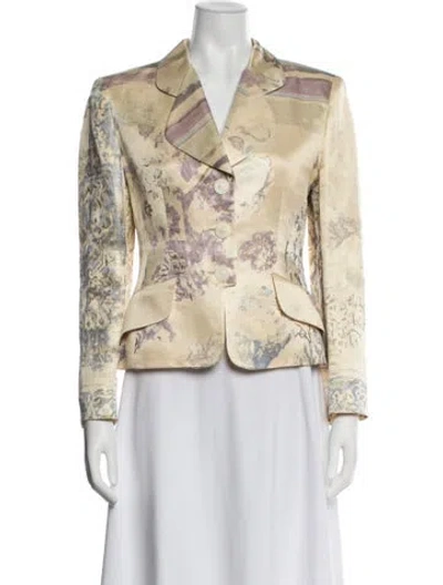 Pre-owned Louis Fèraud Floral Print Blazer In Yellow
