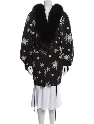Pre-owned Louis Fèraud Floral Print Coat In Black