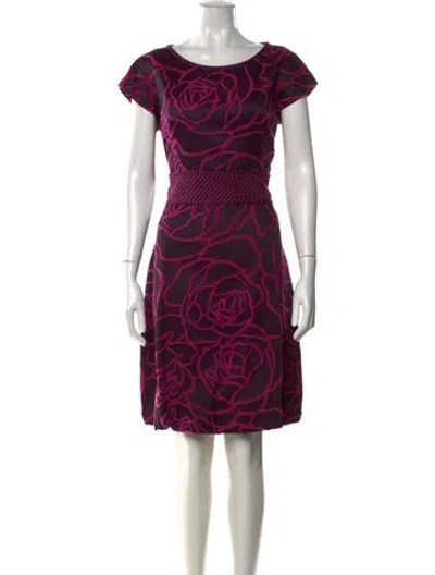 Pre-owned Louis Fèraud Floral Print Knee-length Dress In Purple