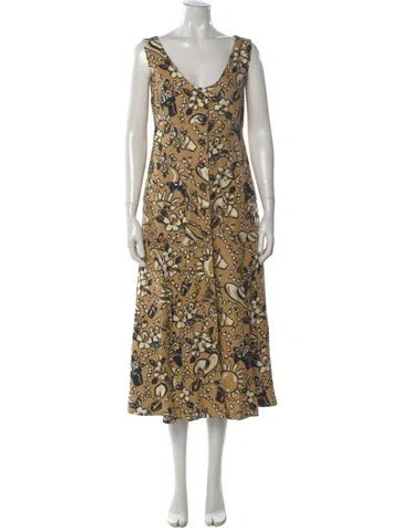 Pre-owned Louis Fèraud Floral Print Midi Length Dress In Neutral