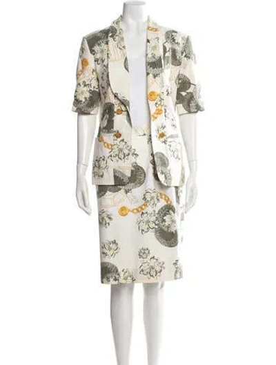 Pre-owned Louis Fèraud Floral Print Skirt Suit In Neutral