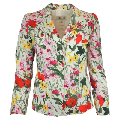 Pre-owned Louis Fèraud F�raud Floral Blazer In Beige