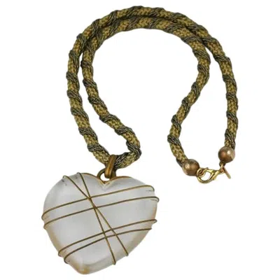 Pre-owned Louis Fèraud Louis Feraud Frosted Heart Pendant In Gray
