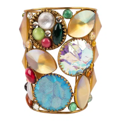 Pre-owned Louis Fèraud Louis Féraud Golden Openwork Metal Cuff Bracelet In Multi