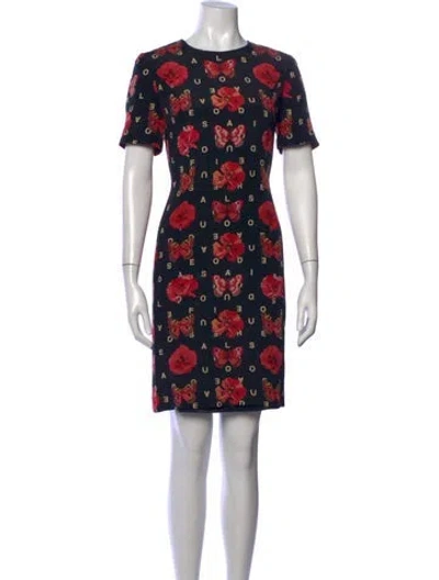 Pre-owned Louis Fèraud Graphic Print Knee-length Dress In Black